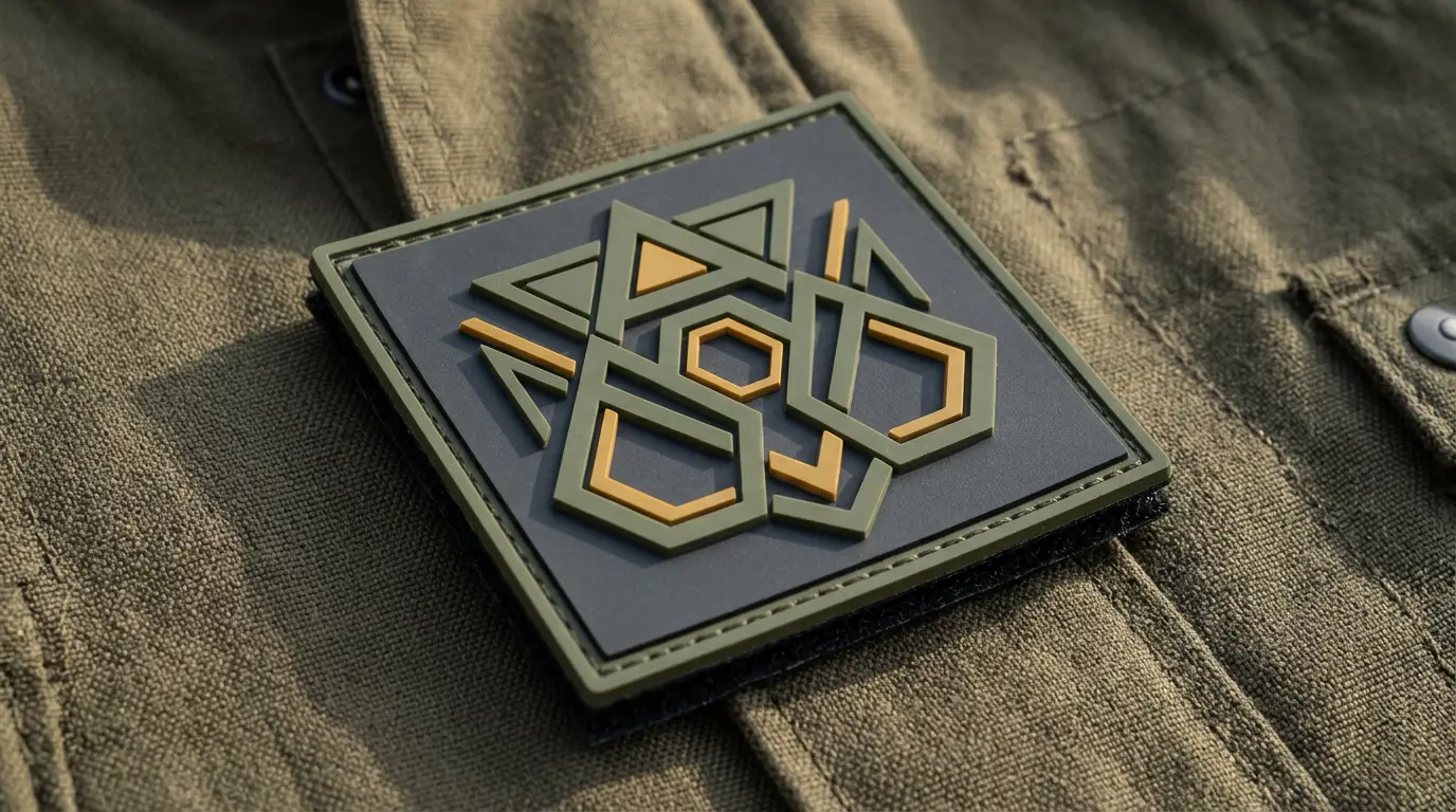 2D custom morale PVC patch with flat-topped layered relief