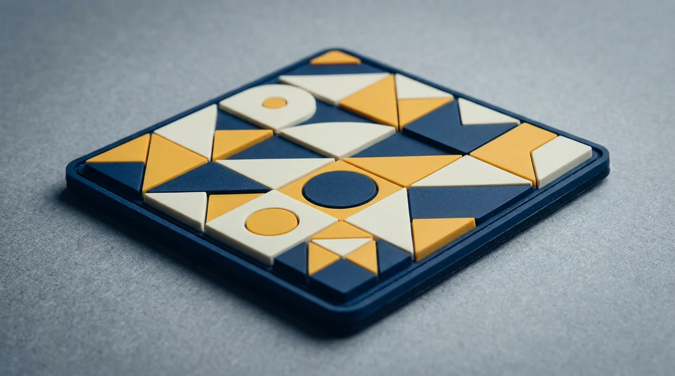 2D PVC patch with flat-topped layered relief