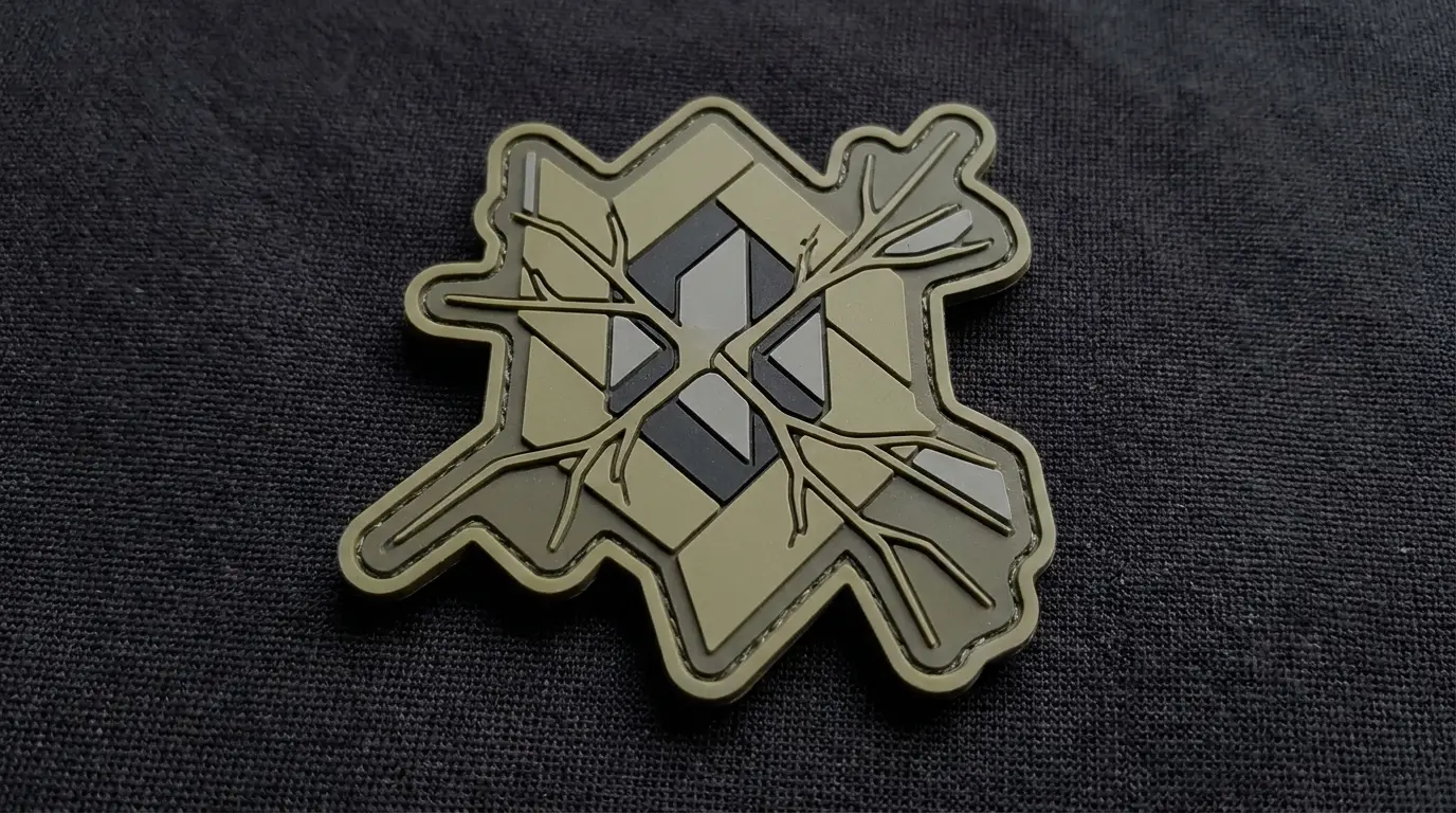 Custom die-cut PVC patch with an irregular silhouette and clean sealed edge