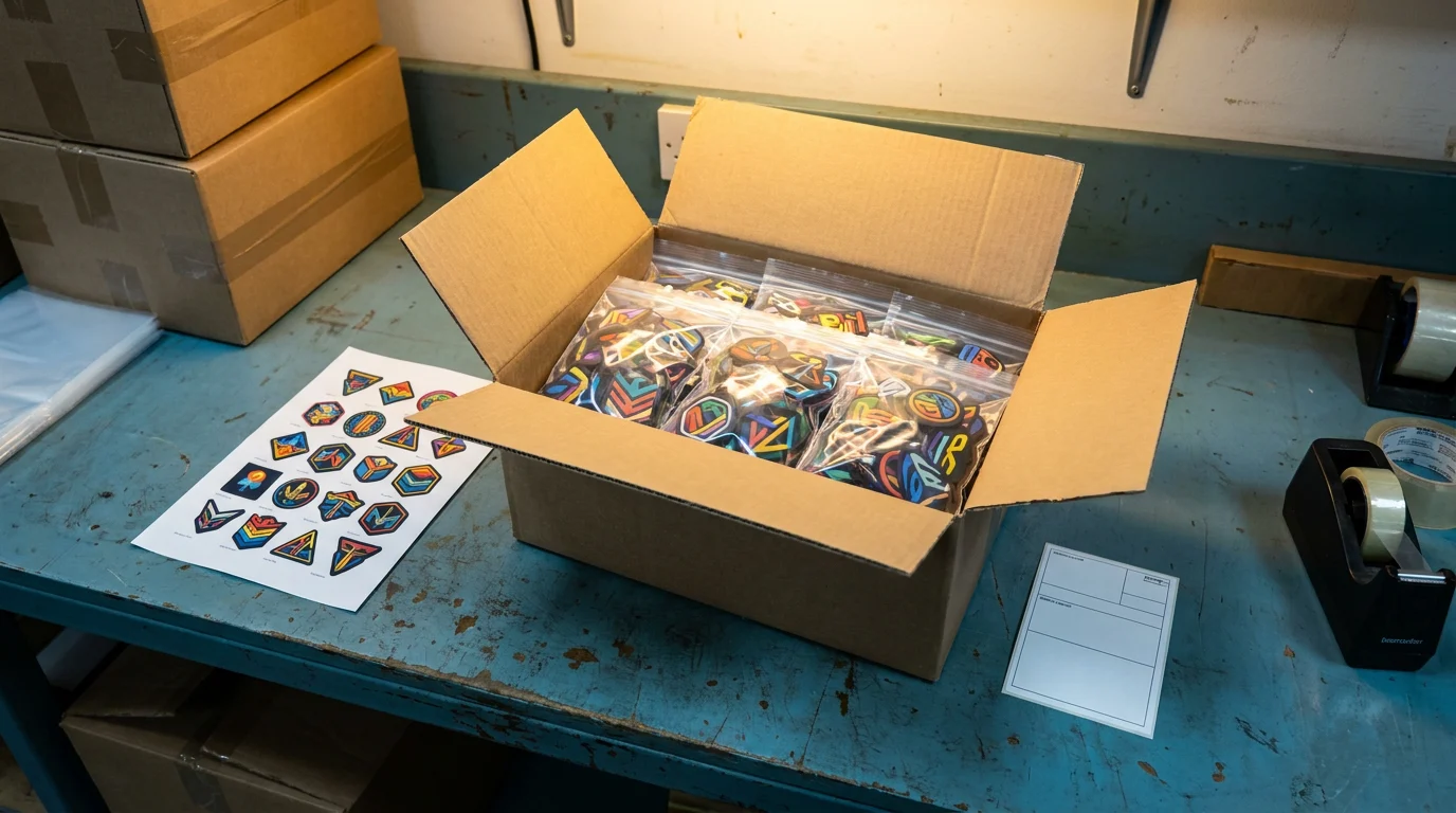 Custom PVC patches ready for despatch from a UK manufacturer