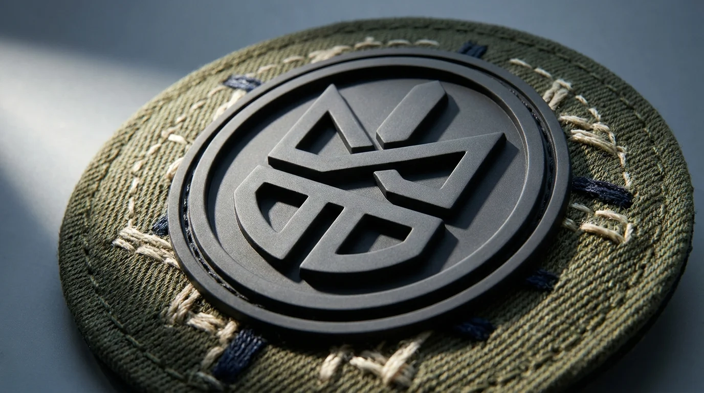 Dual-layer patch combining moulded PVC with an embroidered twill base