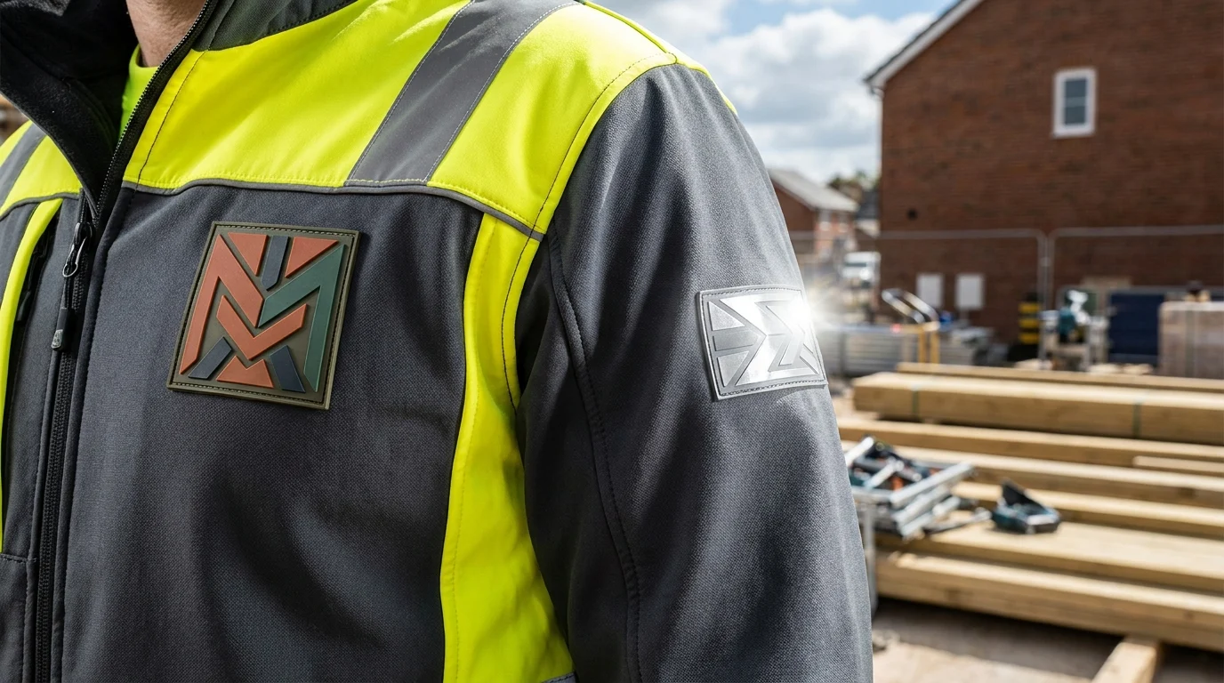 PVC patch and reflective patch on hi-vis UK workwear