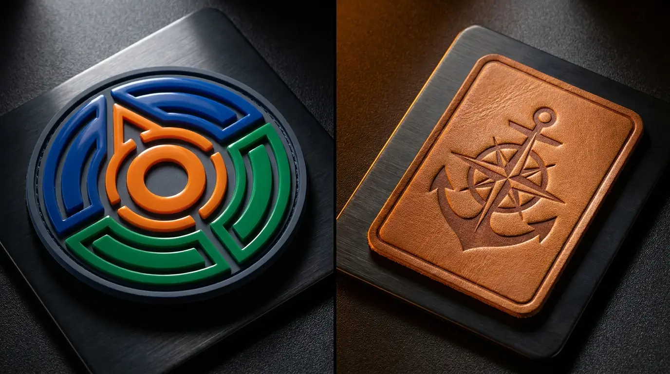 PVC patch compared with embossed genuine leather patch