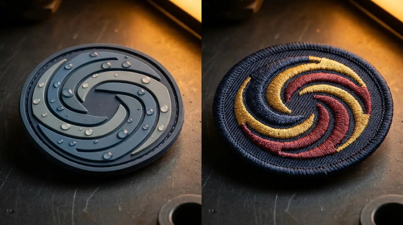 PVC patch compared with embroidered twill patch