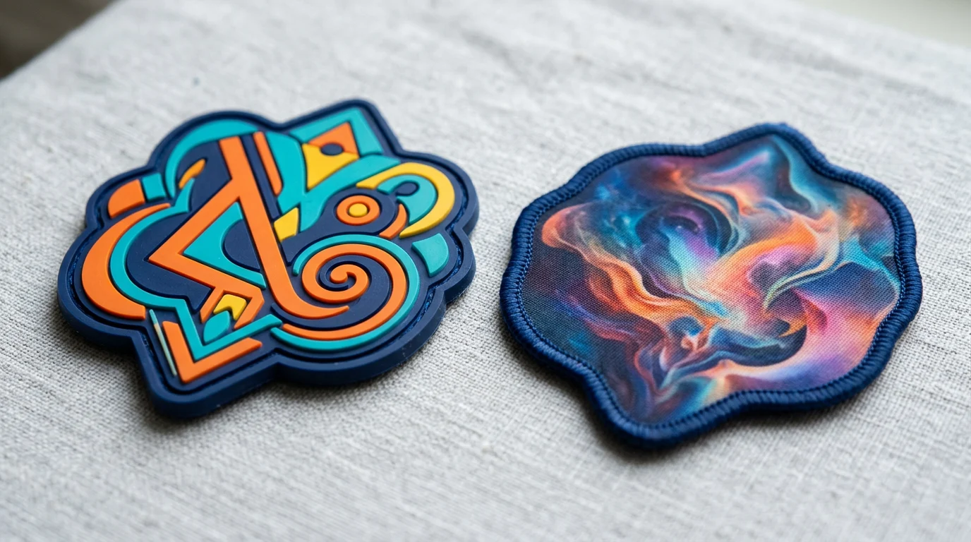 PVC spot-colour relief compared with a printed photographic gradient