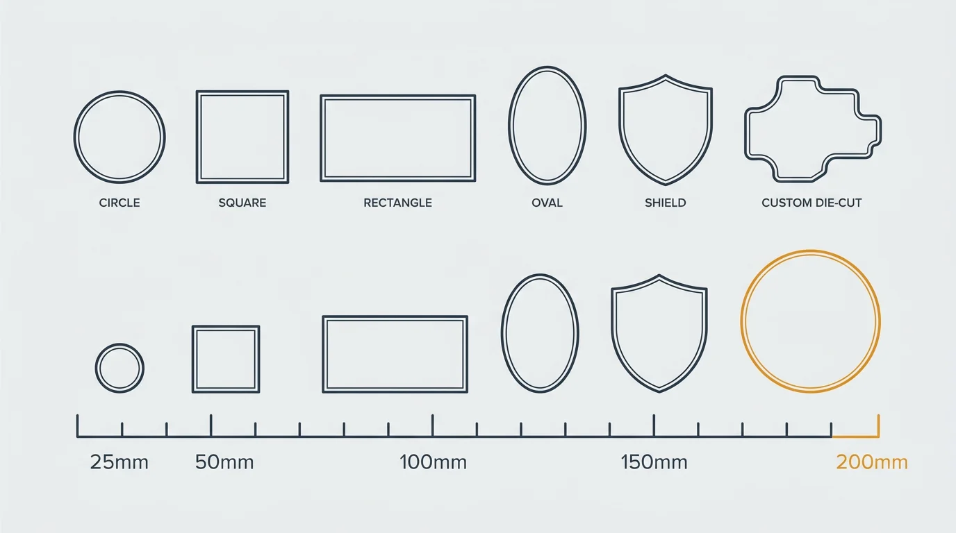 Size and shape range available for custom PVC patches