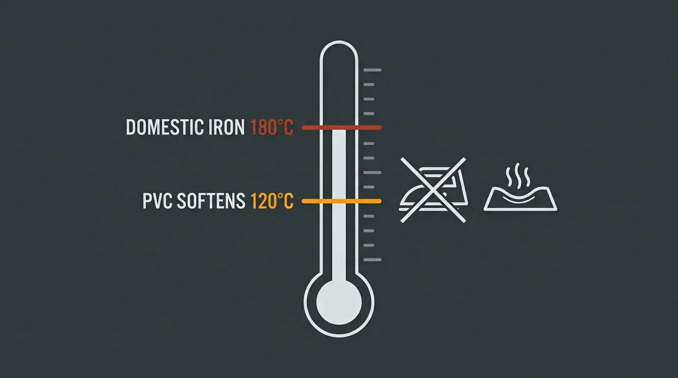 Temperature diagram showing why PVC patches cannot be ironed on